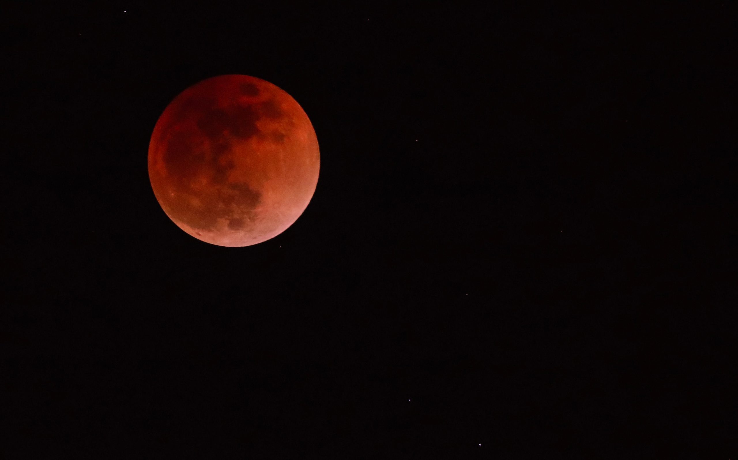 Full moon in sky; blood moon