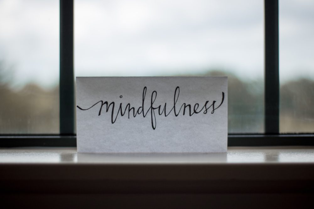 A piece of paper with mindfulness written on it